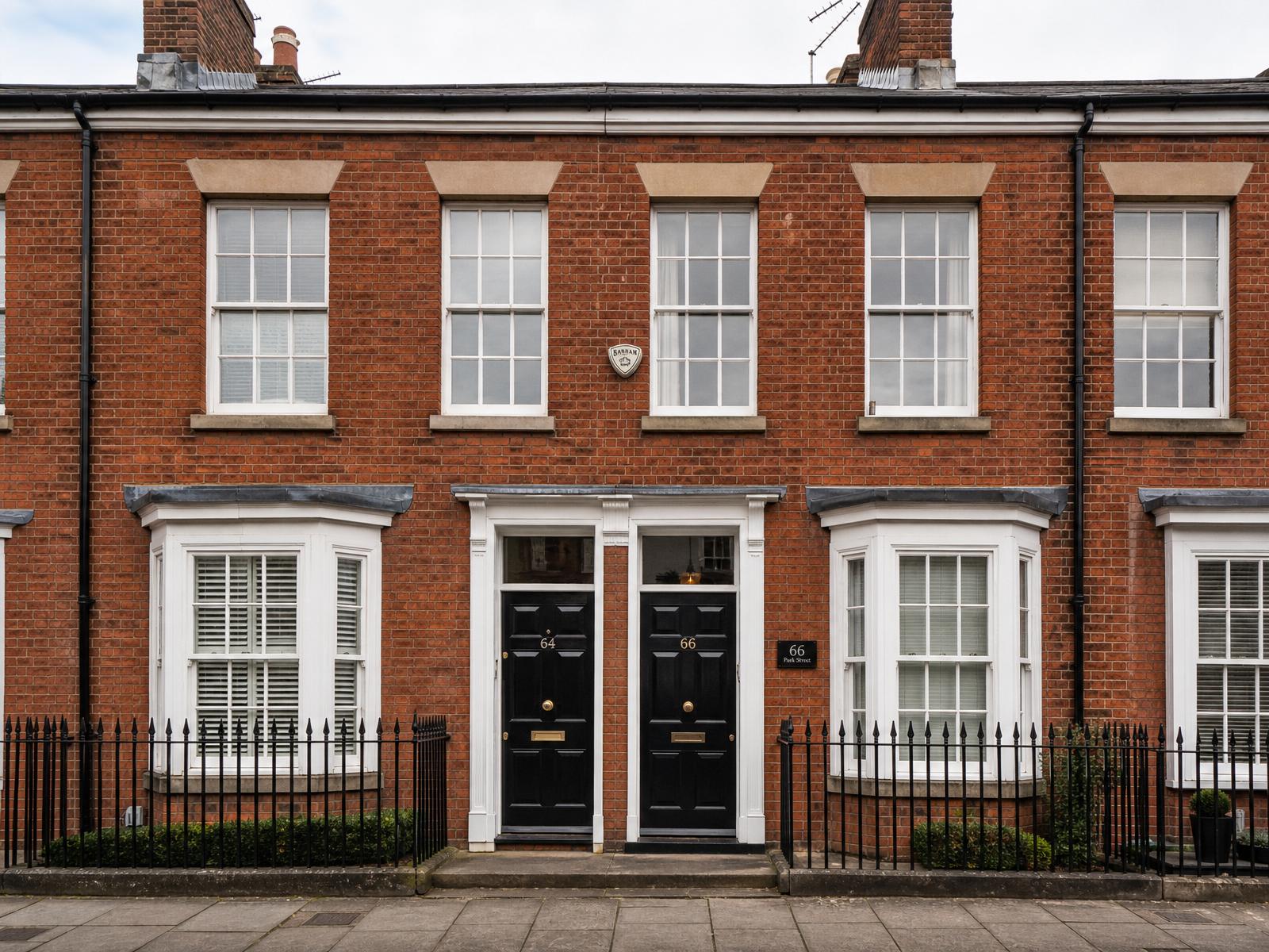 Elegant English period townhouse facade